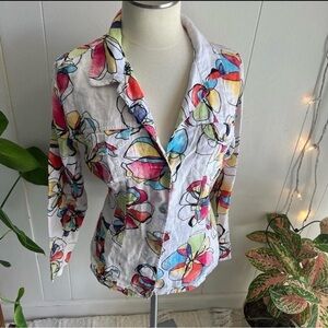 Chico's Colorful Floral Button-Up Blouse Size 1